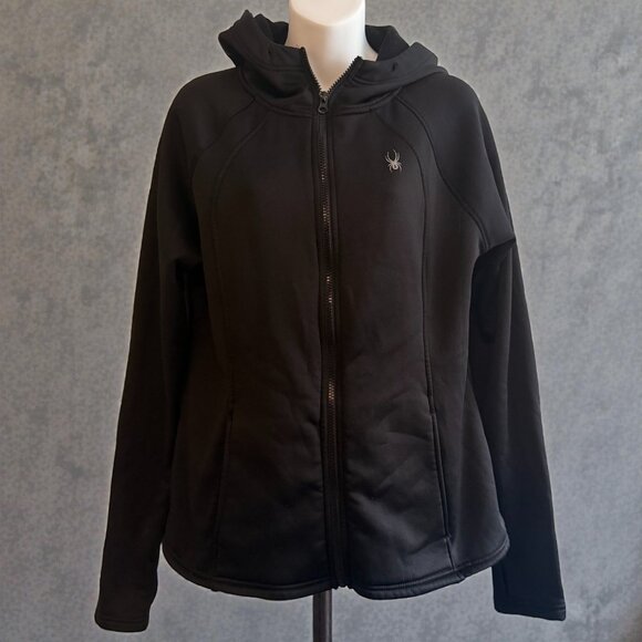 Spyder Black Full-Zip Performance Hoodie Jacket | Women’s Size Large - Picture 2 of 9